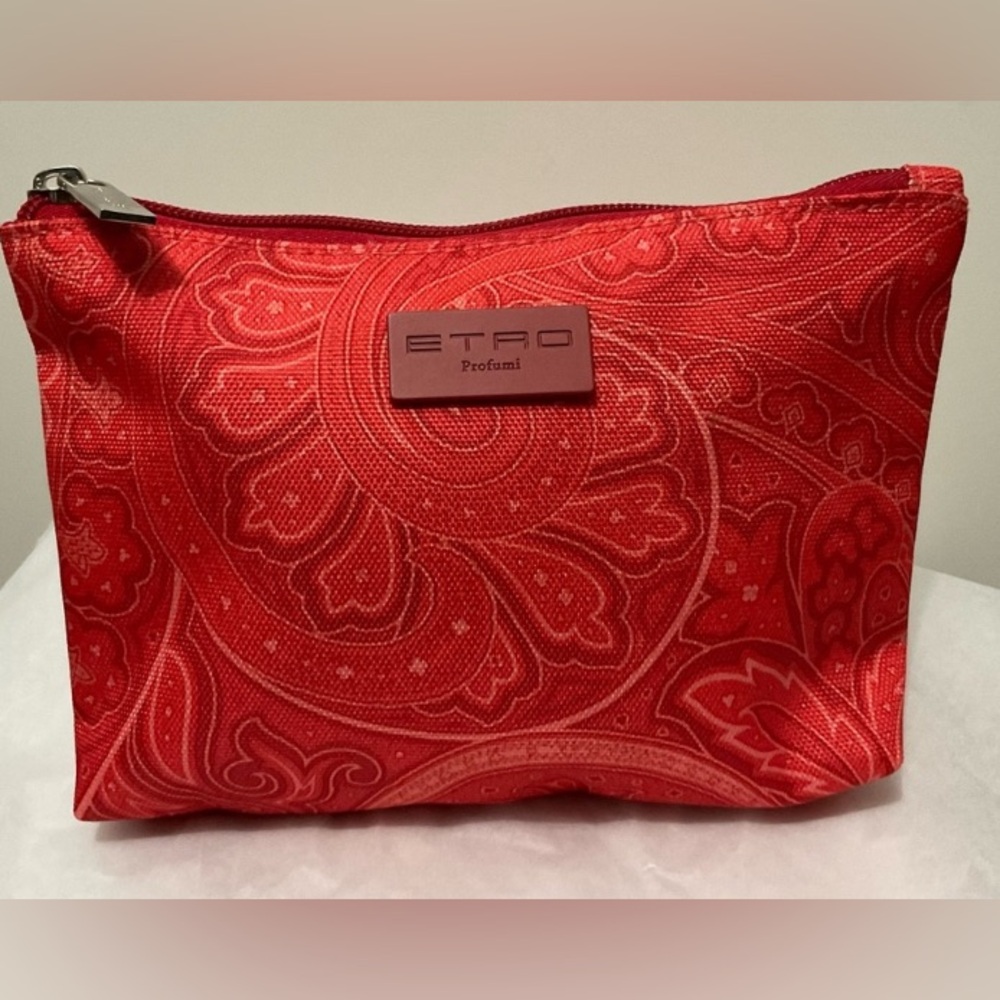Etro Red Paisley Cosmetic Bag